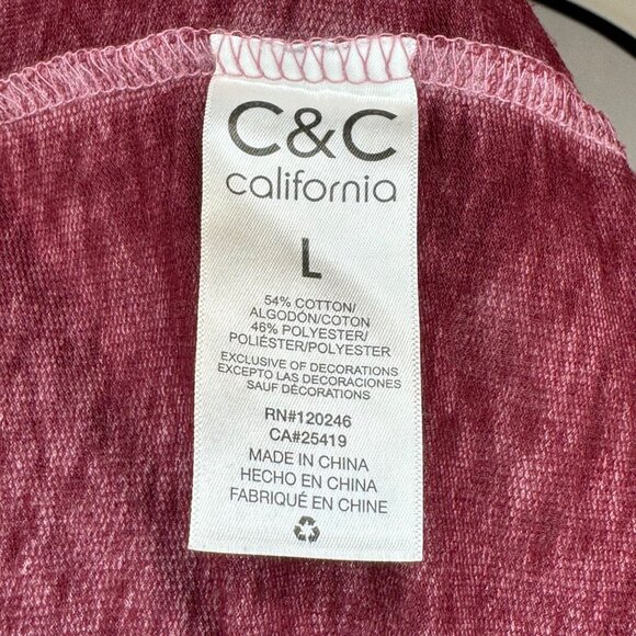 LIKE NEW C&C California Thankful Embroidered Long Sleeve Burgundy Sweatshirt - Picture 7 of 8